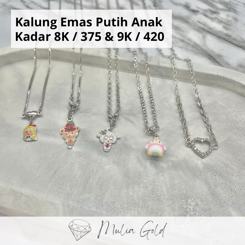 Kalung Emas Putih anak Kadar 8K/375 dan 9K/420 ASLI 100% Lucu dan Murah, Toko mas mulia bekasi