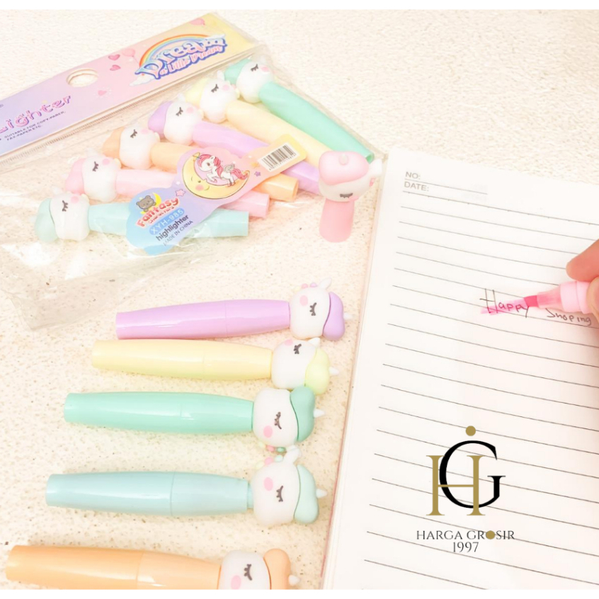 

Stabilo Kepala Unicorn kuda poni set isi 6 pcs Highlighter lucu penanda tulisan alat tulis sekolah unik warna pastel bisa cod