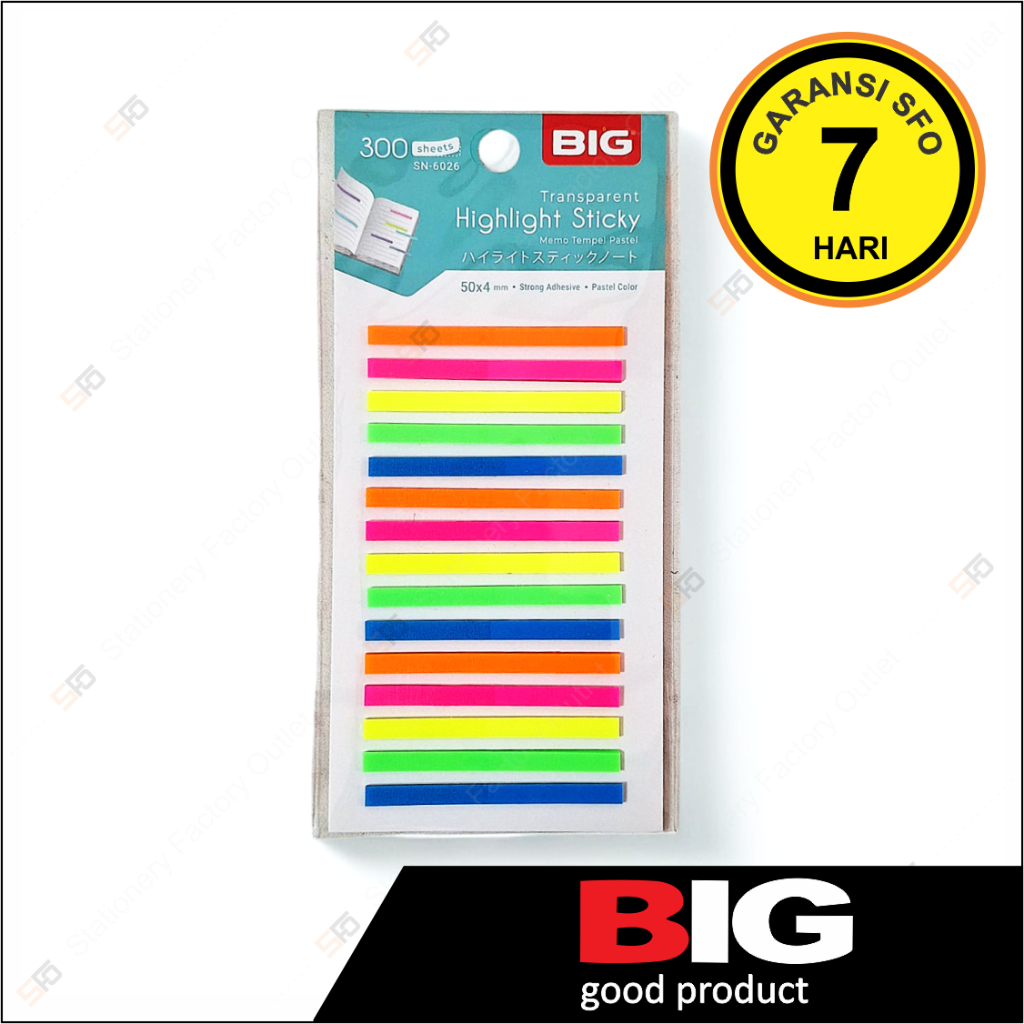 

Highlighter Strips Neon Big 50 mm - Sticky Note Lidi 6026 - SFO Semarang Official