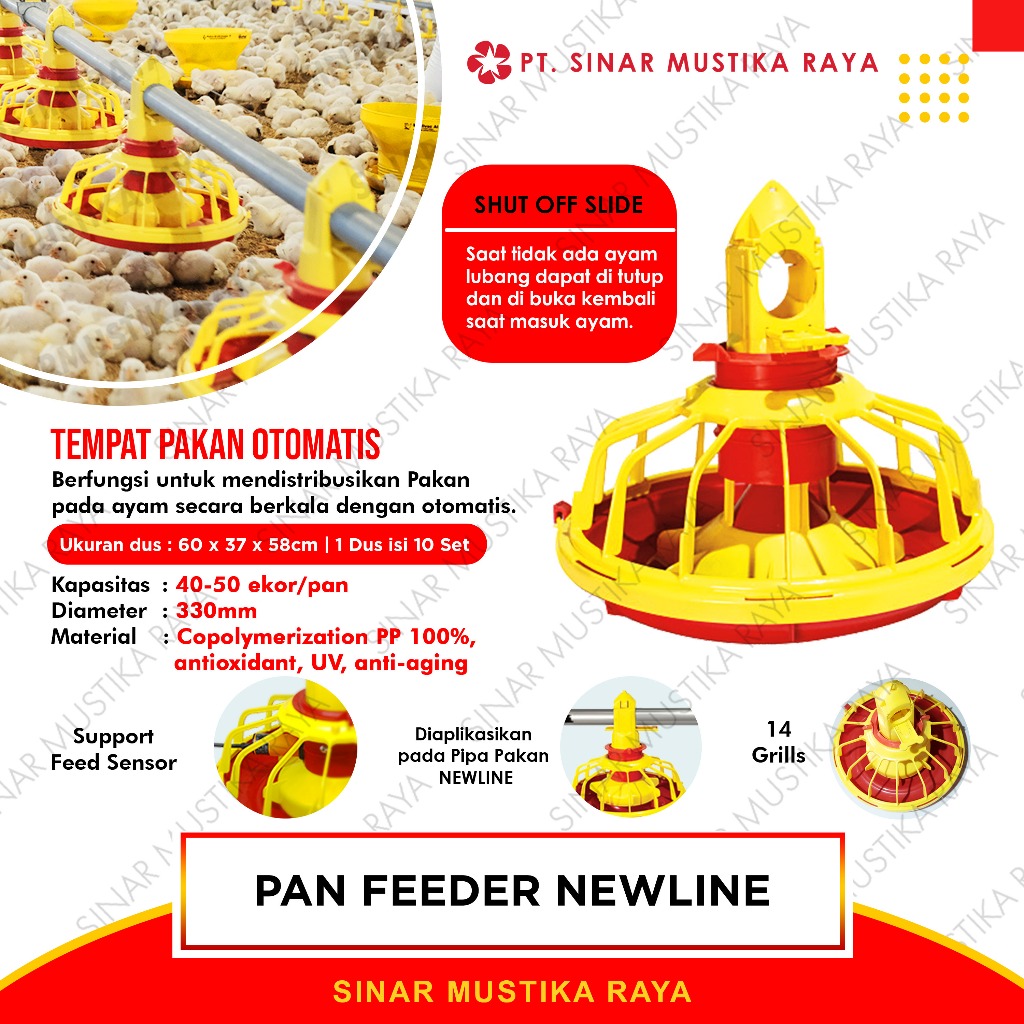 Pan Feeder Newline Tempat Pakan Ayam Otomatis Alat Ternak Ayam Unggas