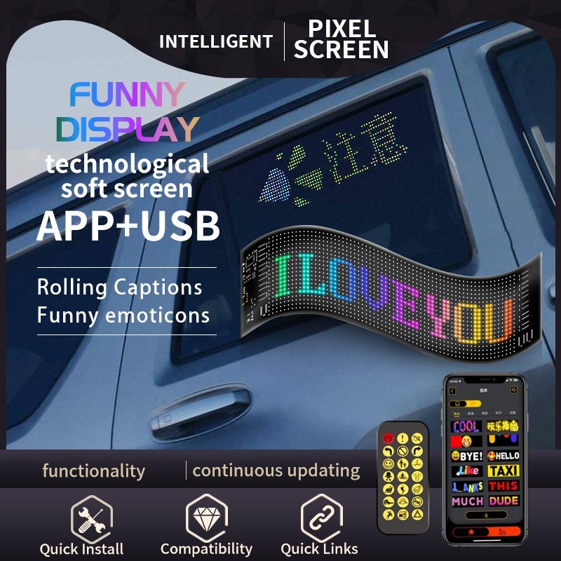 Strip Mobil LED / Strip Lampu Hias Jendela Mobil Flexible Led Car Screen Display Led Matrix Panel US