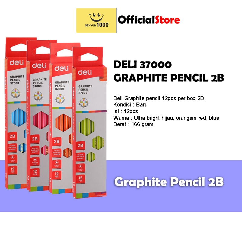 

Deli Graphite Pencil / Pensil 2B Isi 12Pcs per Kotak Deli 37000