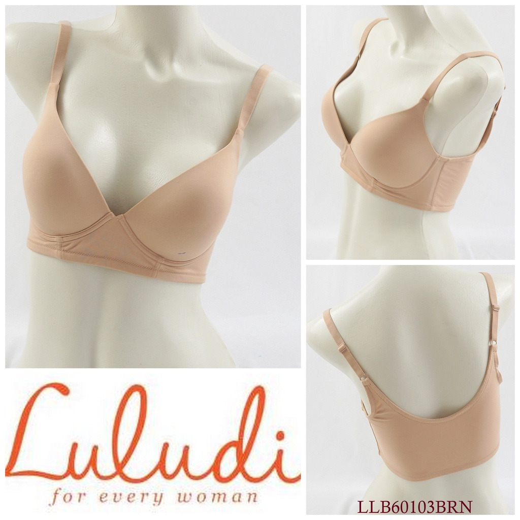 aBra Wanita Tanpa Kawat LULUDI Busa Tipis Full Cup Pakaian Dalam /  Underwear LLB60103BRN