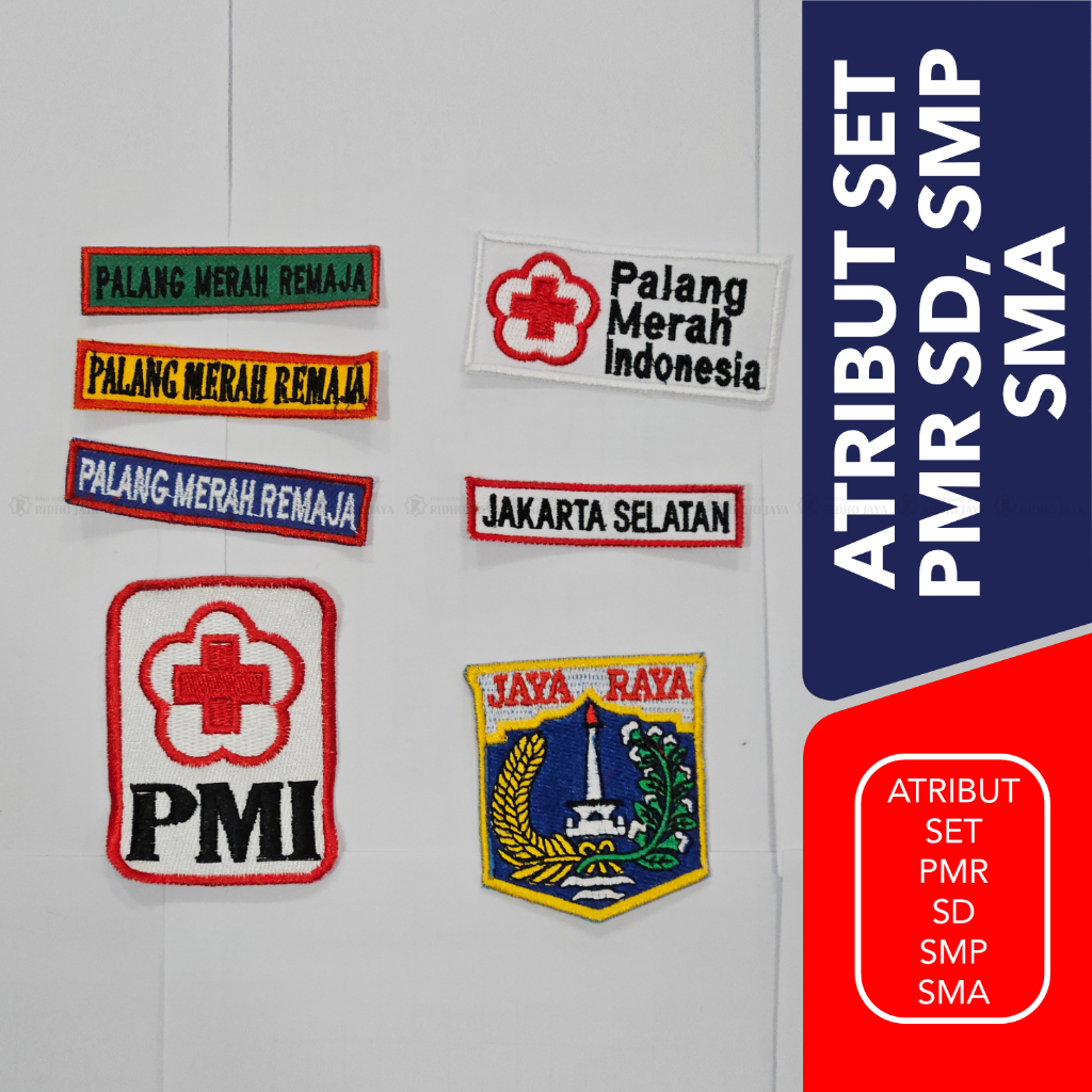 RIDHO JAYA - (BISA COD) 1 Set Atribut Badge Logo PMI PMR Bordir Bed Bet Patch Mula Madya Wira Korps 