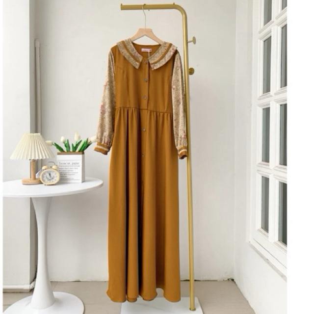 Emmaqueen Nadya Dress Motif gamis muslim syari busui friendly tersedia size S-XXL