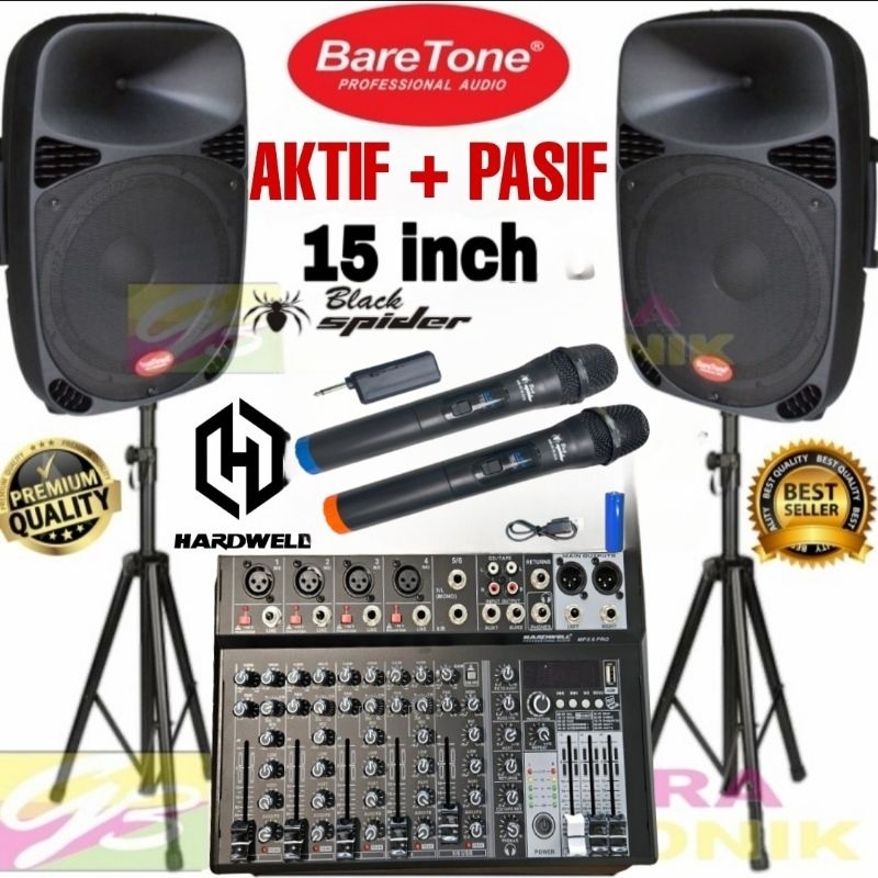 Paket Speaker Aktif 15mb Pasif 15mw 15 inch Outdoor Indoor Original