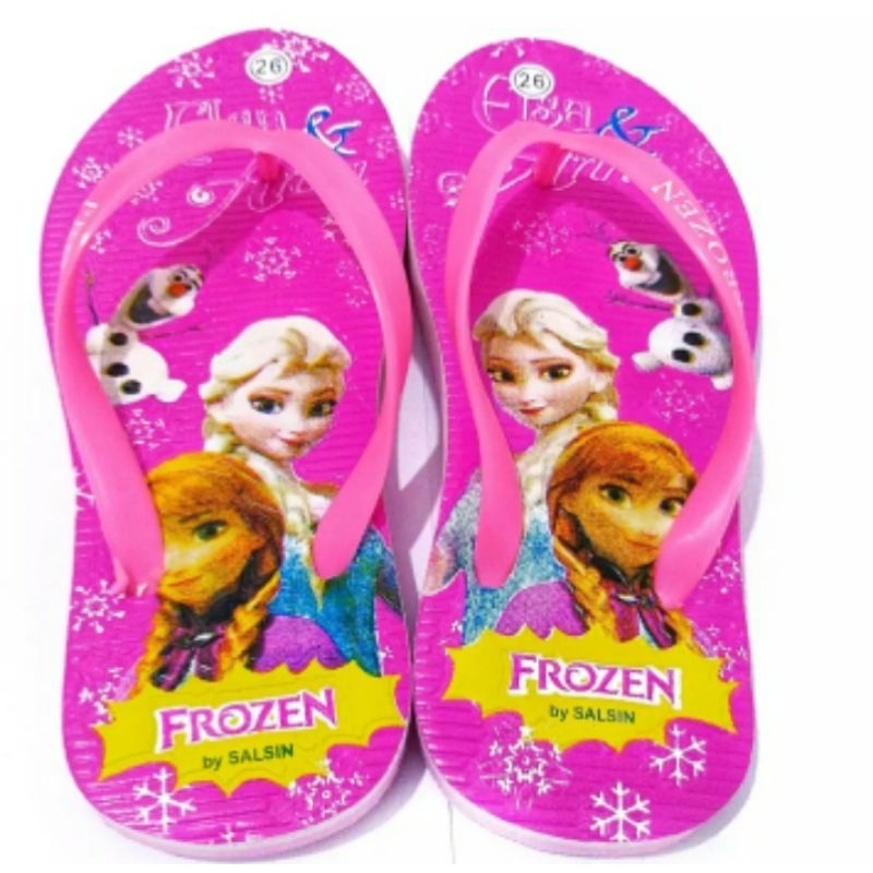 Sandal Anak Perempuan Frozen Elsa AC / Sendal Jepit Anak Cewek AC