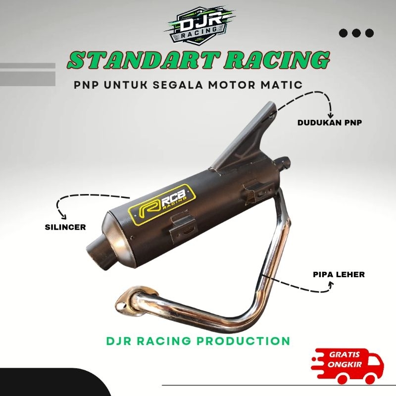 Knalpot Standar Racing Sugigi RCB suara bass adem Beat Mio Vario Scoopy Mio 125 J Mio Soul Fino