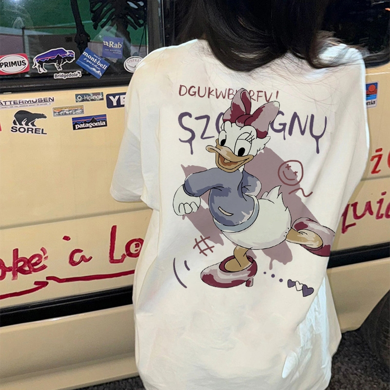 baju kaos oversize wanita/atasan korean style wanita Pola Animasi Kartun/Kaos Oversize Wanita