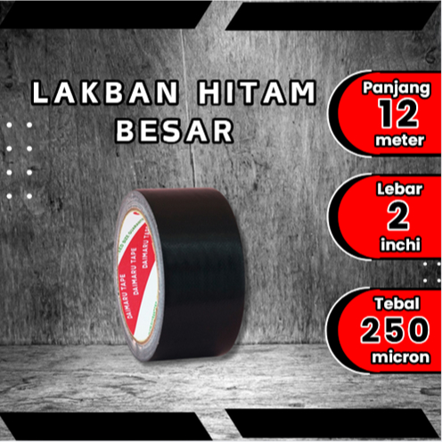 Lakban Hitam, Lakban Hitam Besar 12 Meter x 2 Inchi, Lakban Hitam Superkuat, Lakban Hitam 2 Inch, La