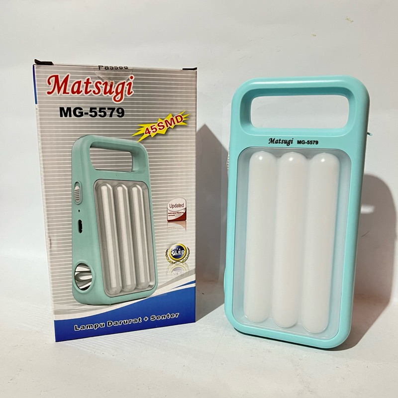 Lampu Emergency Matsugi MG-5579 Lampu Darurat + Senter Terang Tahan Lama Charger Cas Isi Ulang