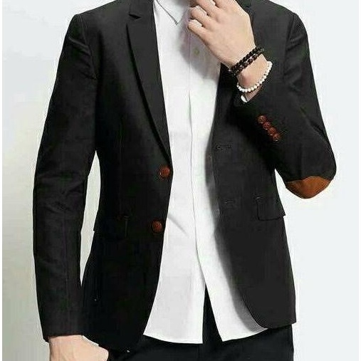 Hemat PRYZA Jas Blazer Pria Elbow Model Teopuler Slimfit Formal Casual Korea Style DFY Bahan Premium