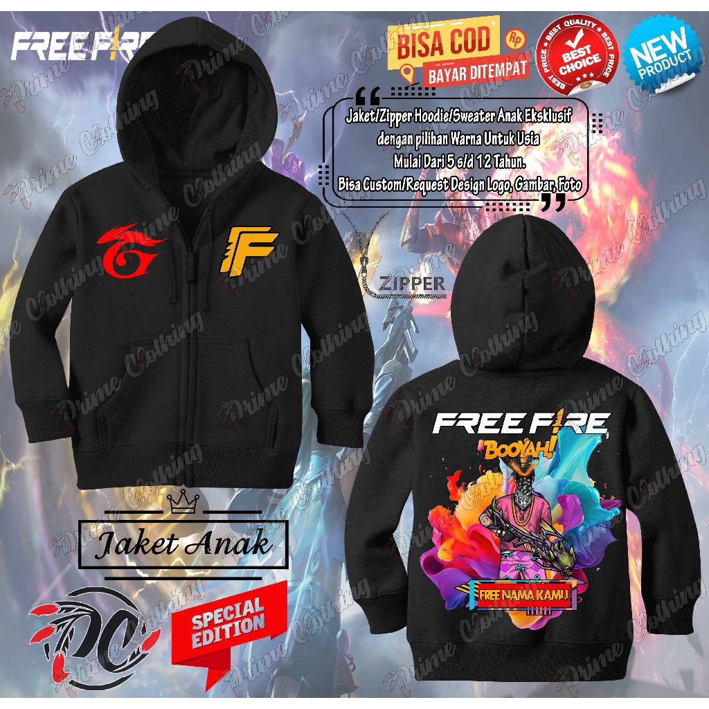 Zipper Hoodie Anak Jaket Sweater Anak Laki-laki & Perempuan Custom Gambar/Foto/Logo/Free Nama - Gare