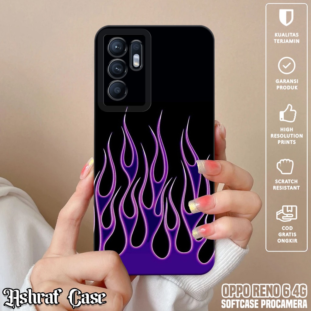 Case Oppo Reno 6 4G - Casing Hp Oppo Reno 6 4G Motif FIRE - Silikon Hp Oppo Reno 6 4G - Softcase Hp 