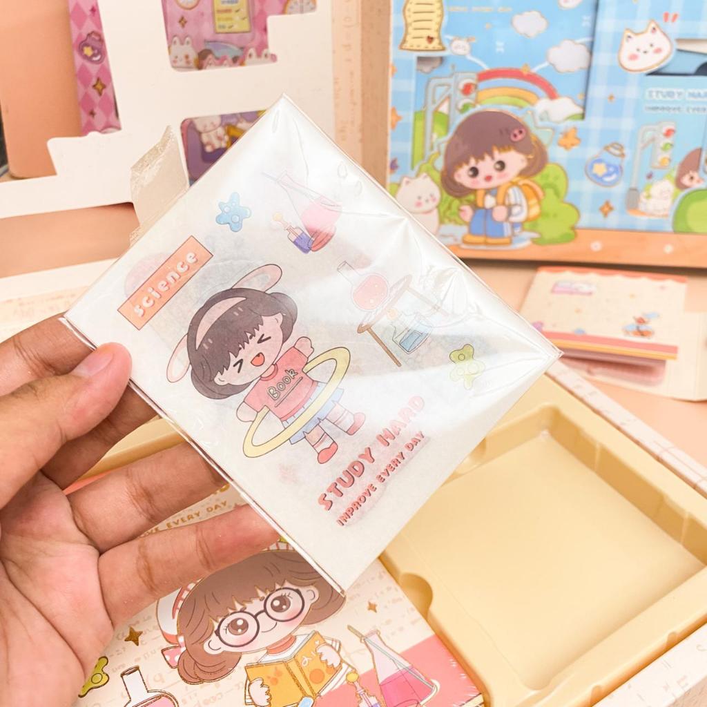 

RB Jurnal 4 in 1 Kode S001 Study Hard (Washi Tape StickerSticky NotesNotebook A5) Termurah Bisa Cod