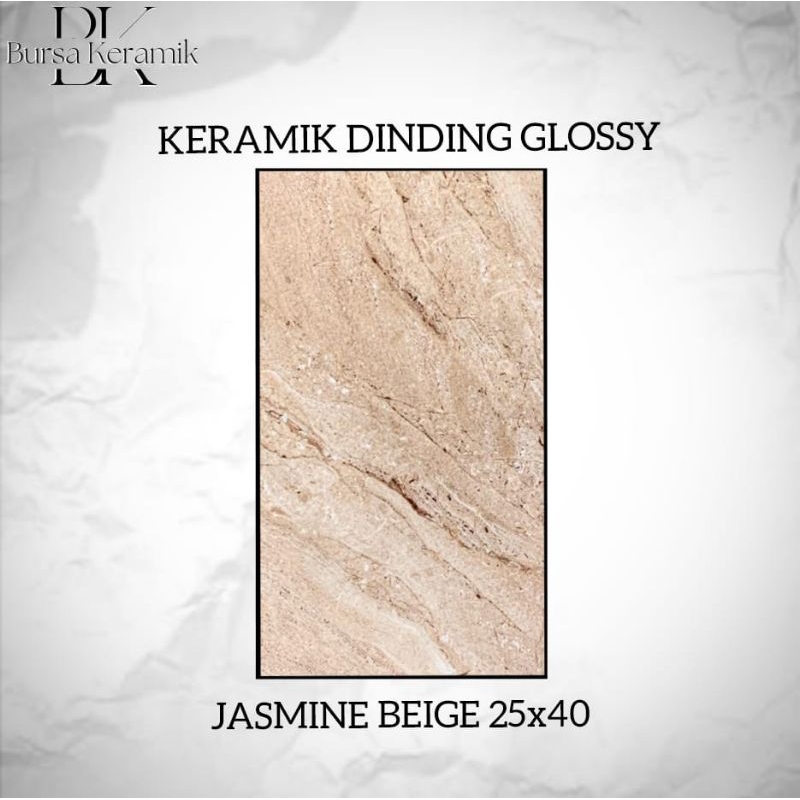 Keramik Dinding Glossy Jasmine Beige 25x40