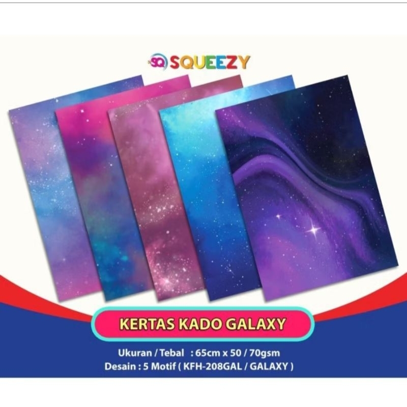 

Kertas Kado 65 x 50 CM 70 GSM Motif Galaxy (50 PCS)