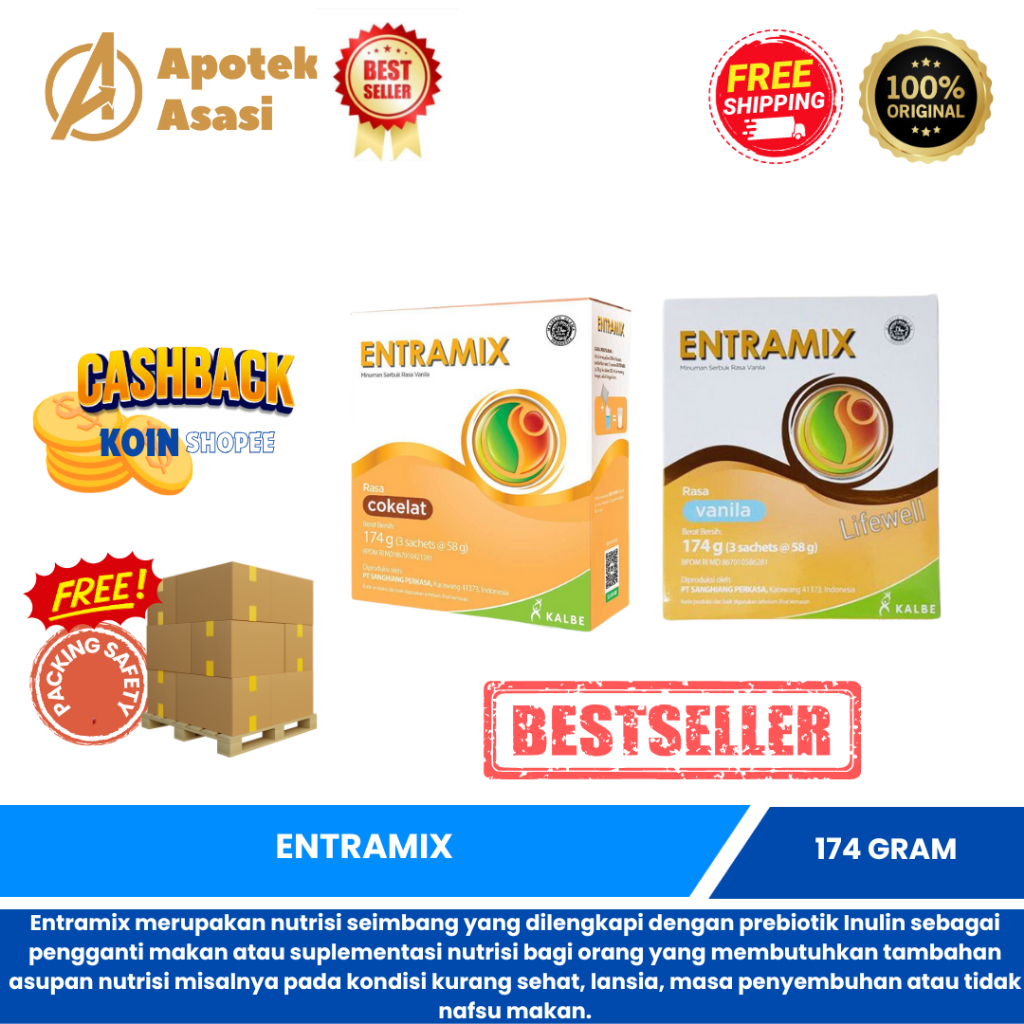 

ENTRAMIX Vanila Cokelat 174 gram - Nutrisi Lengkap Dewasa