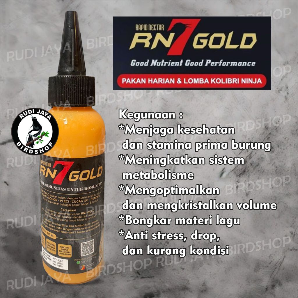 RN7 GOLD RAPID NEKTAR NECTAR PAKAN MAKANAN BURUNG KOLIBRI KONIN SOGON TANPA KULKAS DAN KROTO