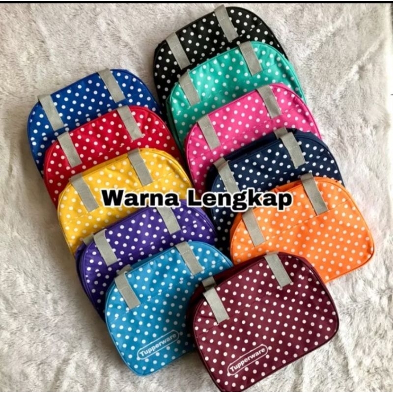 Tas bekal tupperware original | Tas bekal polkadot |