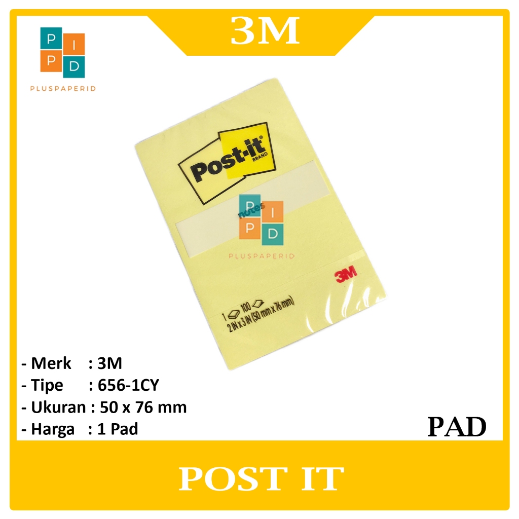 

3M - Post It Notes 656-1CY 50mm x 76mm Yellow - Pad