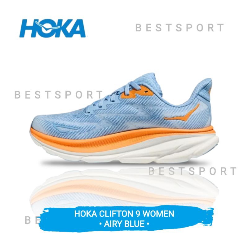 Sepatu Hoka Clifton 9 Women Running Wanita - Airy Blue