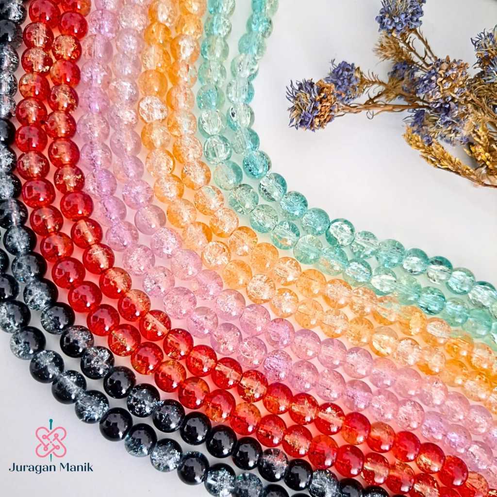 MANIK MANIK KACA - GLASSBEAD RETAK SIZE 8MM
