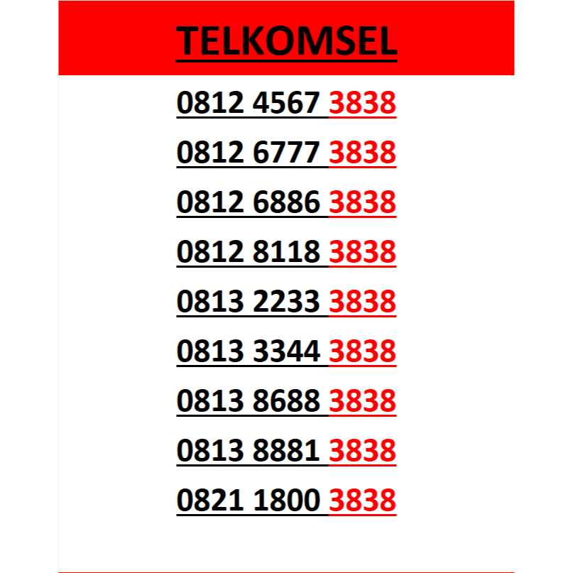 nomor cantik telkomsel simpati seri abab 3838 murah lengkap wn84 3500