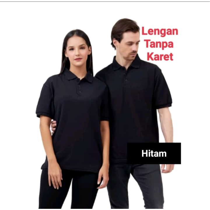 Kaos Kerah Polos Lengan Pendek Warna Hitam - Kaos Kerah UNISEX - Kaos Kerah Pendek Hitam Polos