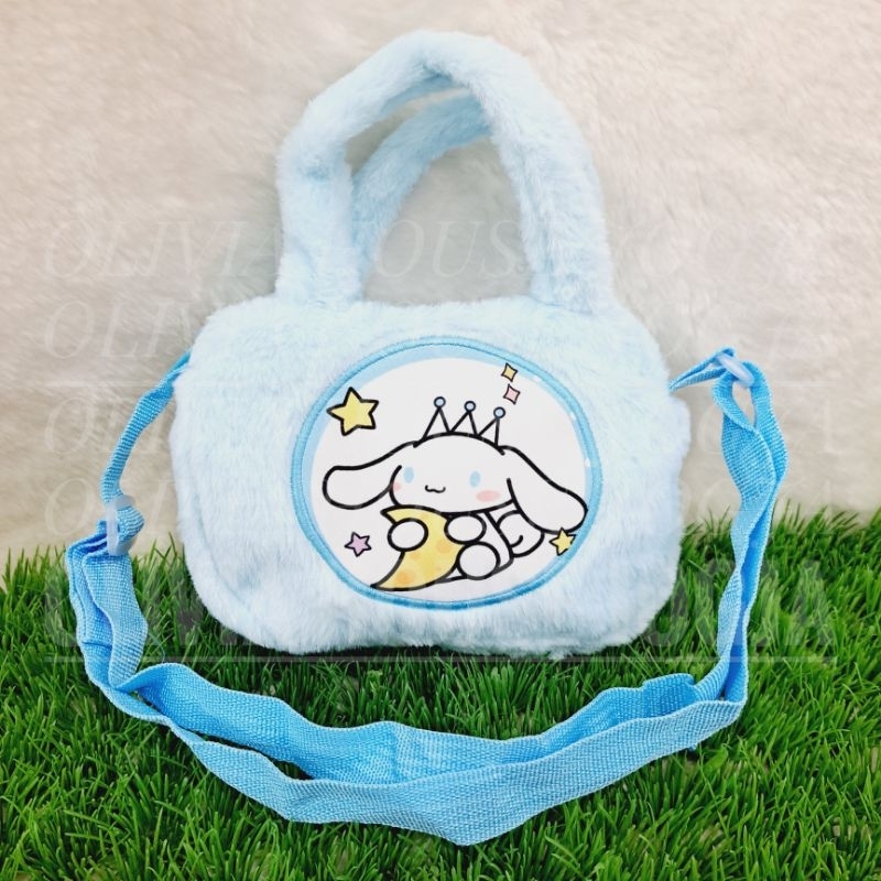 Tas Cinnamorol Tenteng Tas Bulu Cinnamoroll Bulat Tas Selempang Cinnamoroll