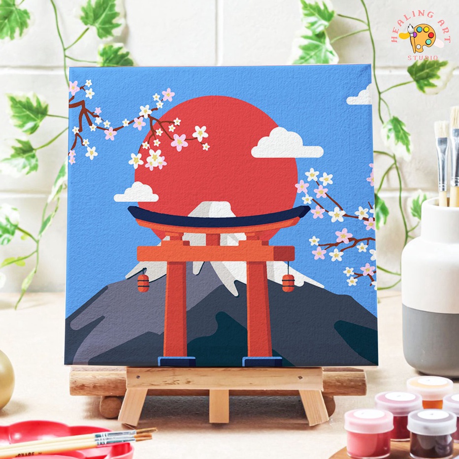

DASYAT paint by number mount fuji japan canvas 2x2 lukisan menurut angka painting set alat melukis anak