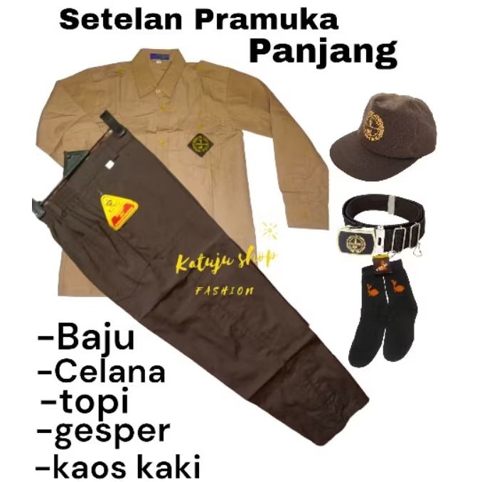 Setelan seragam pramuka penggalang SD/MI anak laki-laki Set baju pramuka penggalang panjang celana p
