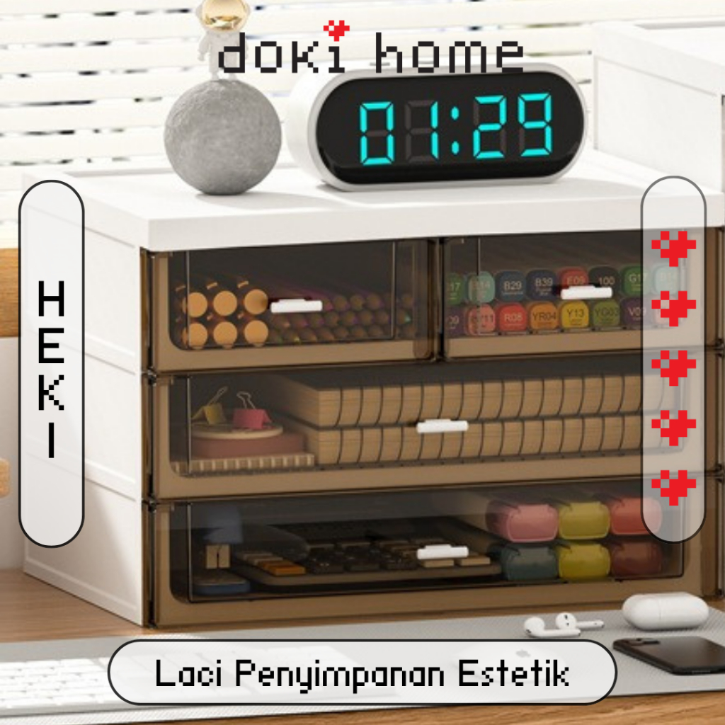 |DOKI| HEKI Rak Tingkat Laci Stationery Premium Perapi Alat Tulis Pulpen Minimalis Storage Aesthetic