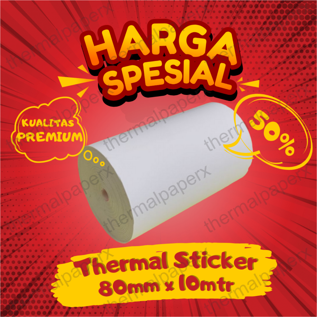 

KERTAS STIKER LABEL PRINTER THERMAL 80X40 80MM 80X10 METER CONTINUOUS 80X40MM 80 X 10 METER