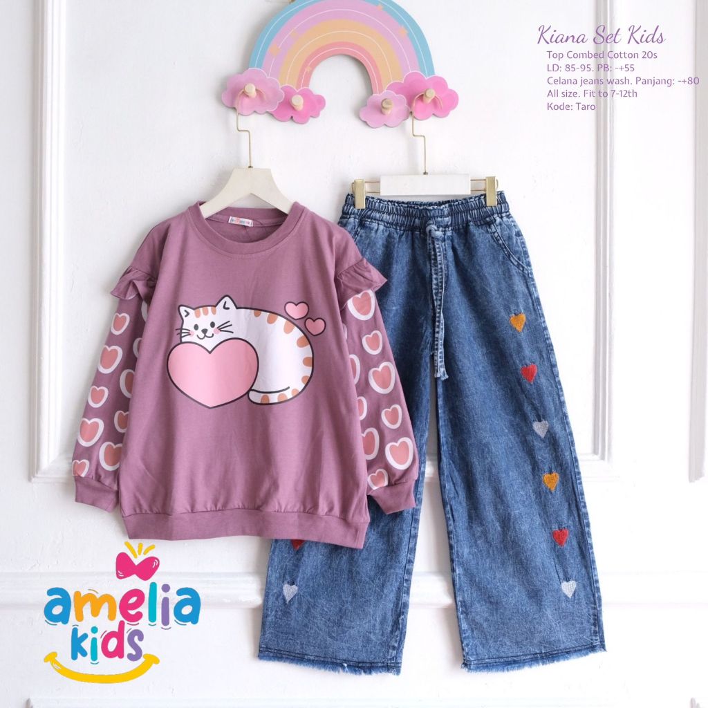 Setelan Jeans Anak Perempuan Umur 7 Tahun - 12 Tahun, Kiana Set Kids by Amelia Solo