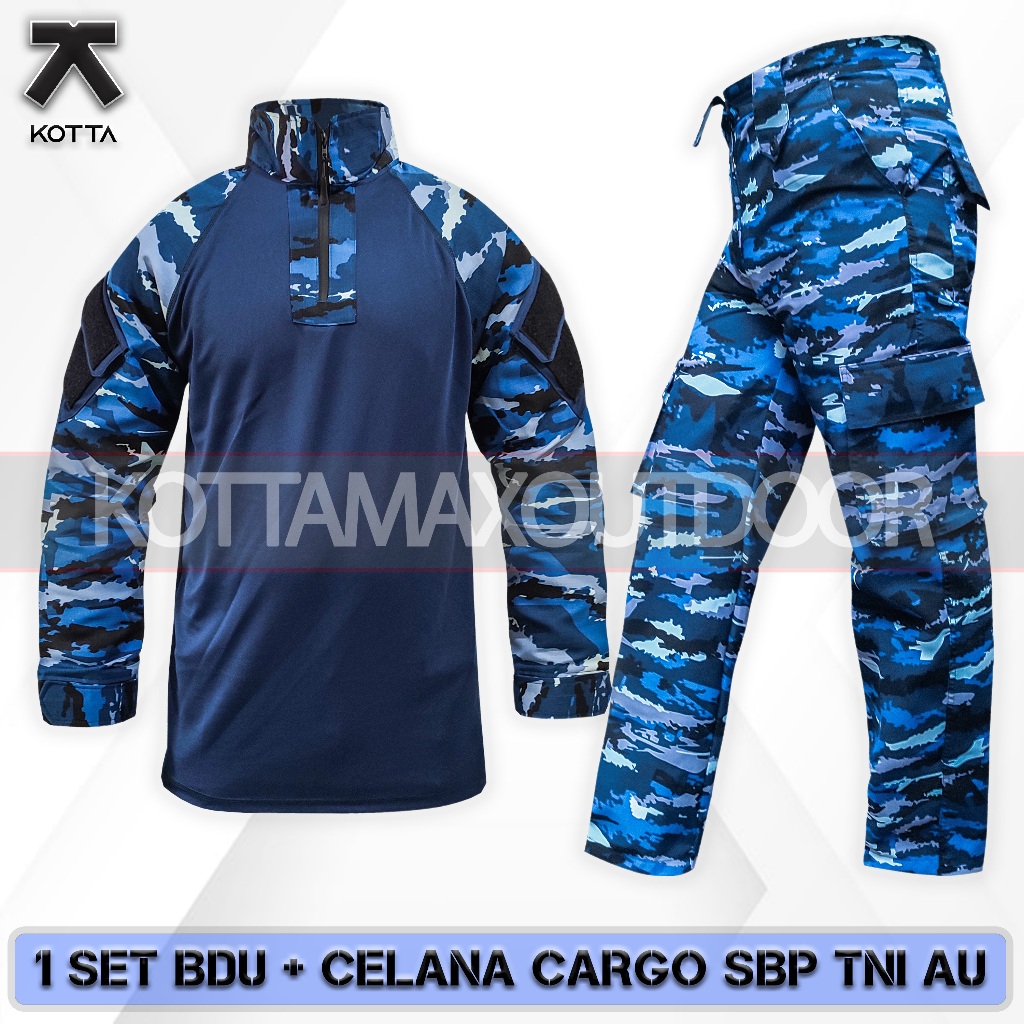 SATU SET SETELAN BAJU KAOS BDU TACTICAL COMBAT TNI SBP TNI AU CELANA PDL PANJANG CARGO LORENG TNI AU