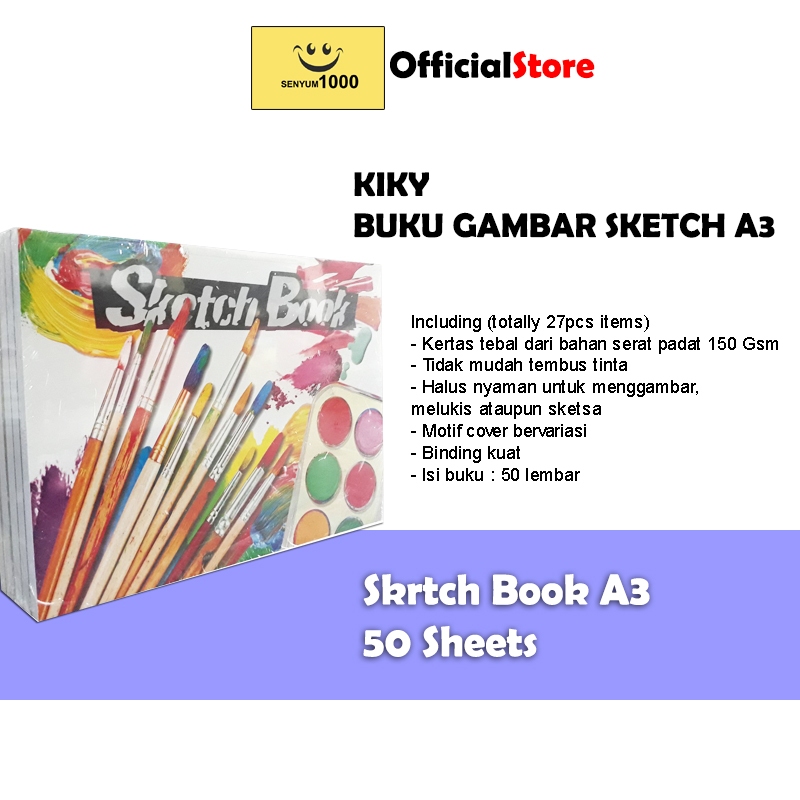 

KIKY Sketch Book / Buku Sketsa Ukuran A3 (Uk. 29.7 x 42 cm) Isi 50 Lembar (1 Pcs)