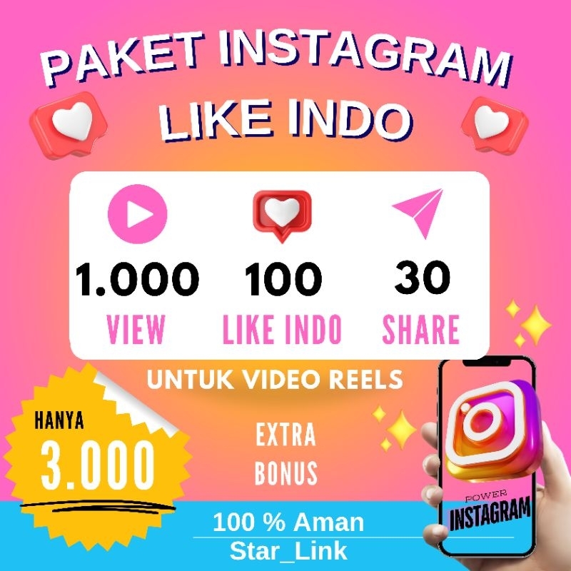 Instagram Like Indonesia Paket Like View Share Video Reel