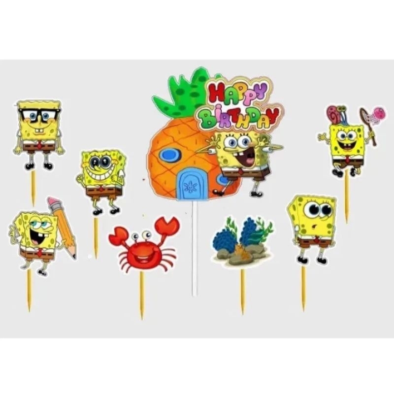 topper kue Spongebob,hiasan kue ulang tahun Spongebob,topper karakter Spongebob