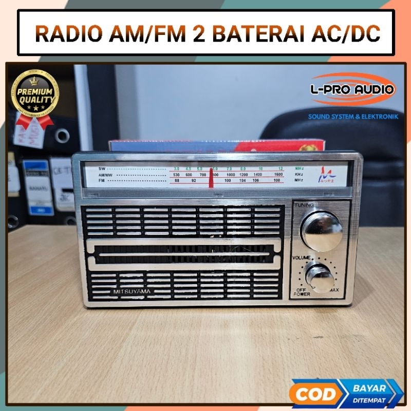 Radio AM FM 2 baterai Mitsuyama model klasik