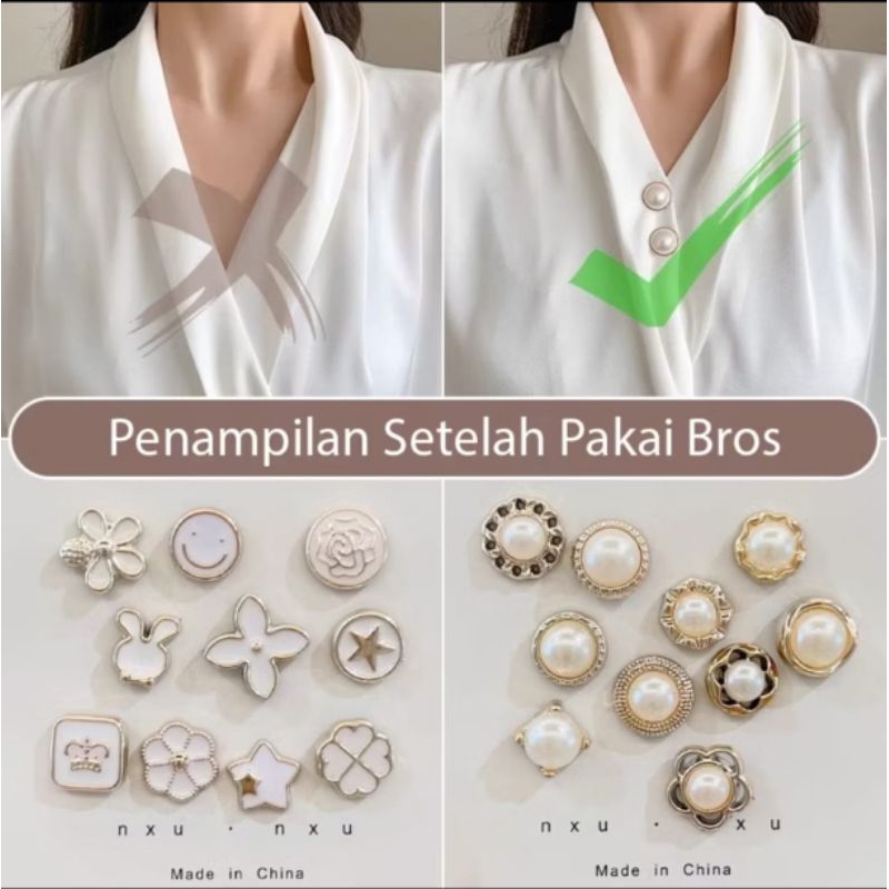 Pin bros peniti mini kecil set klip tusuk wanita jilbab tas baju kebaya jas lucu desain bunga mahkot