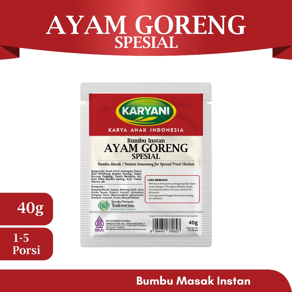 

KARYANI BUMBU MASAK INSTAN AYAM GORENG SPESIAL 40 Gram