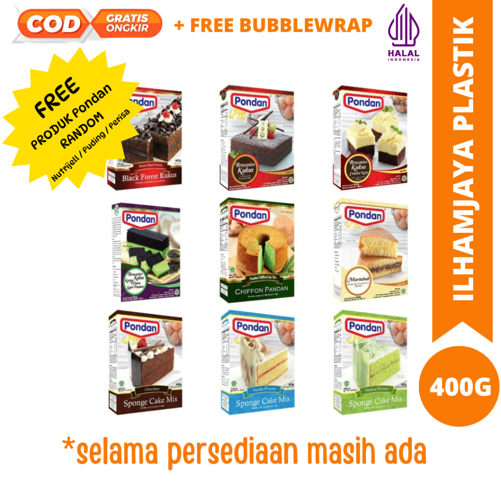 

PROMO Pondan premix kue / bolu /chiffon / brownies / muffin all varian free pondan bumbu kentucky
