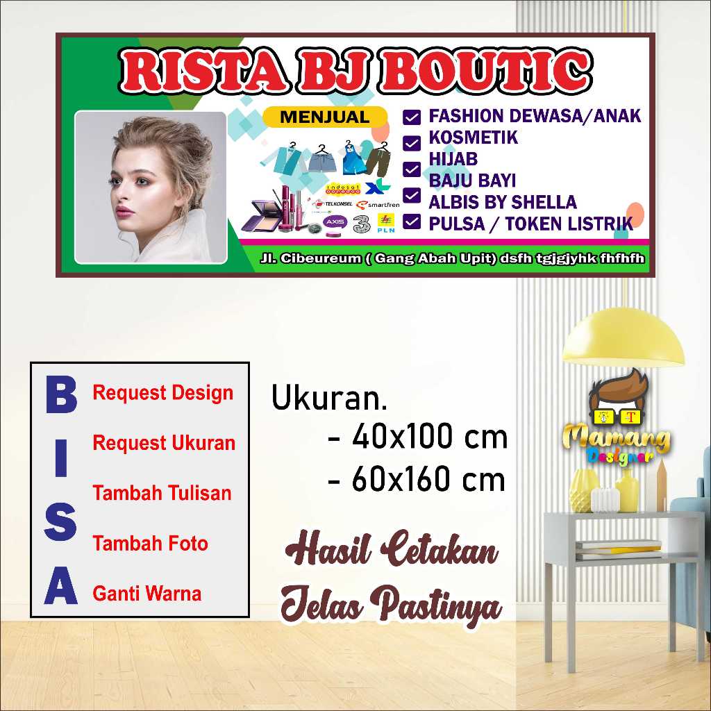 Custom Banner Spanduk MMT Toko Baju atau Toko Pakaian bb