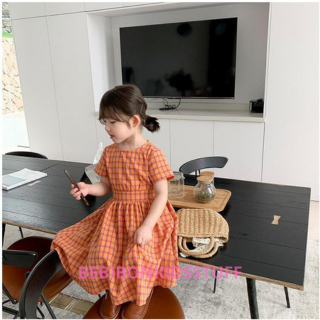 Mazaya Dress Anak Import Dress Anak Perempuan Korean Style Motif Kotak-kotak Dress pantai anak usia 
