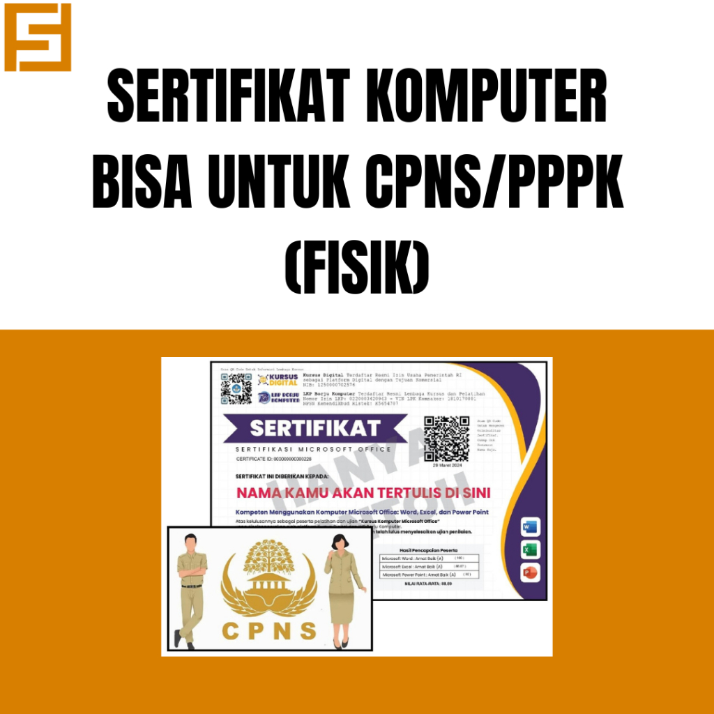 SERTIFIKAT KOMPUTER BISA UNTUK CPNS/PPPK (SERTIFIKAT FISIK)