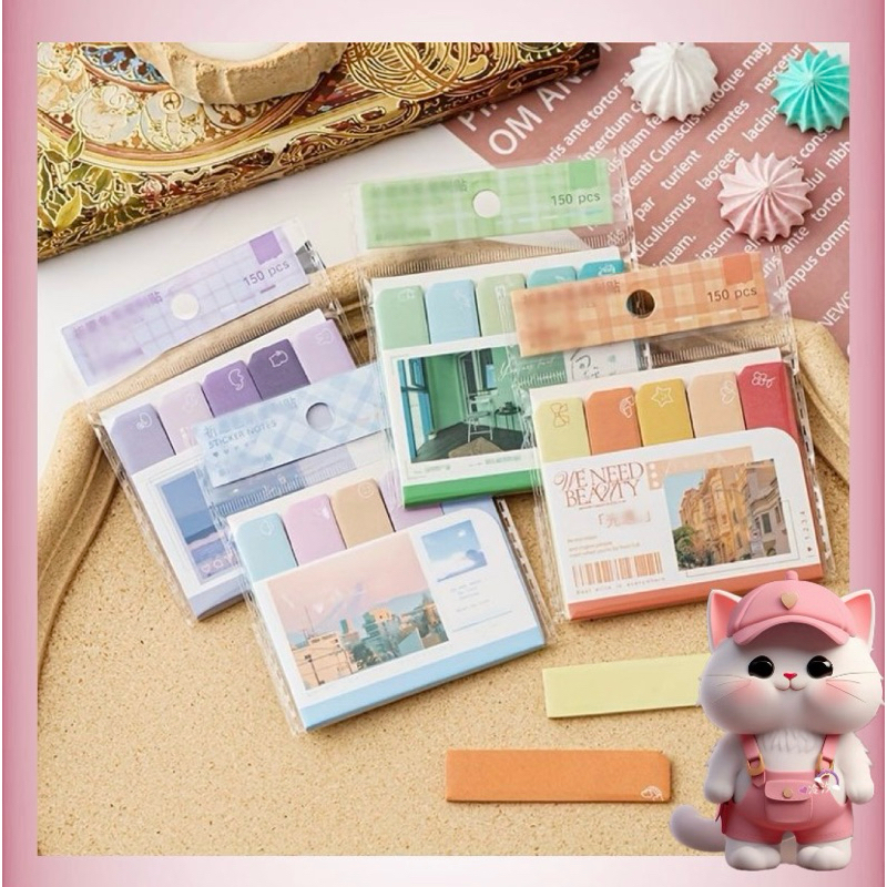 

N51 Sticky Note 150 Pcs / Sticky Note Penanda Buku / Indeks Warna-warni Sticky Notes Stiker Penanda Indeks Warna Solid Aeshethic