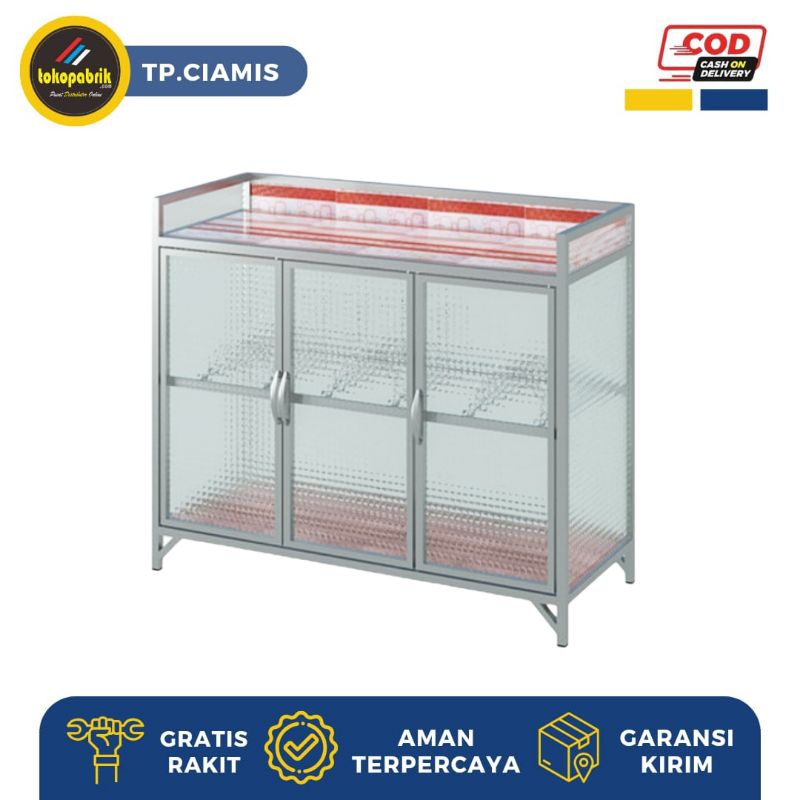 Rak Kompor 3 Pintu / Rak Kompor Kaca Alumunium / Lemari Rak Dapur Murah Ciamis Tasikmalaya Cirebon T