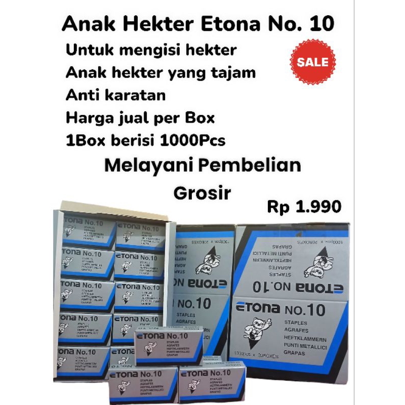 

{APM}Anak Hekter/Isian Hekter/Staples Merek ETONA NO. 10 Per 1Box Isi 1000Pcs