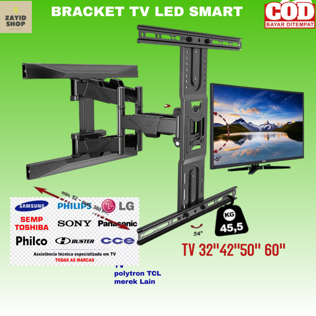 Terbaru  Bracket tv swivel p6 dan p4 belok kanan kiri Breket 32 40 42 43 50 60 BRACKET BREKET braket